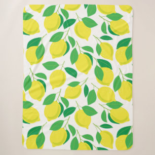 Lemons and leaves pattern sherpa blanket