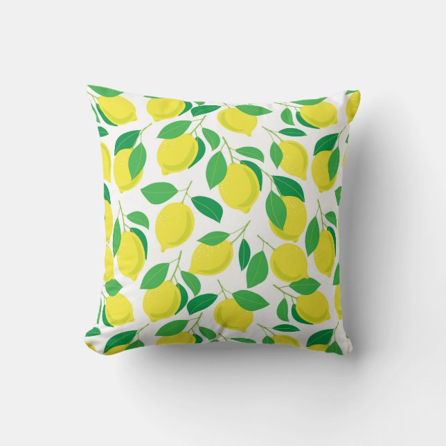 Lemons and leaves pattern throw pillow (Front)