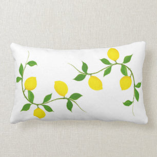 Lemons and Leaves reversible Lumbar Pillow