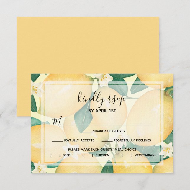 Lemons and Leaves RSVP Card (Front/Back)