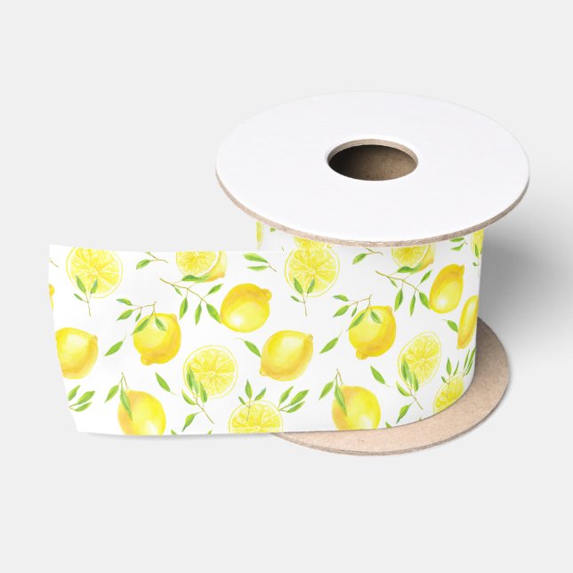 Lemons and leaves satin ribbon (Spool)