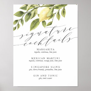 Lemons and Leaves  Signature Cocktail Menu V2 Sign