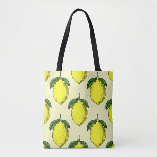 Lemons and leaves: summer pattern. tote bag (Front)