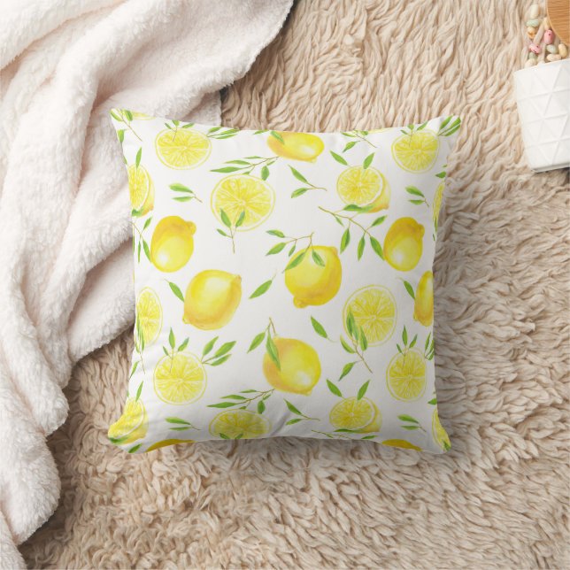 Lemons and leaves throw pillow (Blanket)
