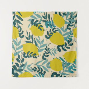 Lemons and leaves, vintage background. tapestry