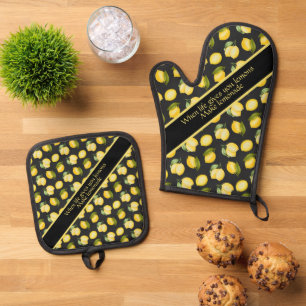 Lemons and Lemon Quote Oven Mitt & Pot Holder Set