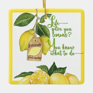 Lemons and Lemonade Encouraging Ceramic Ornament