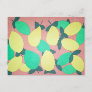 Lemons and Limes Citrus Fresh Pattern Postcard