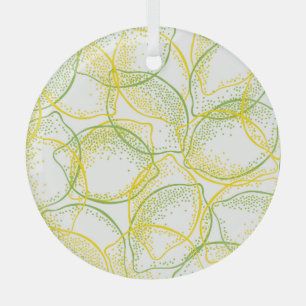 Lemons and Limes: Fresh Pattern. Glass Ornament
