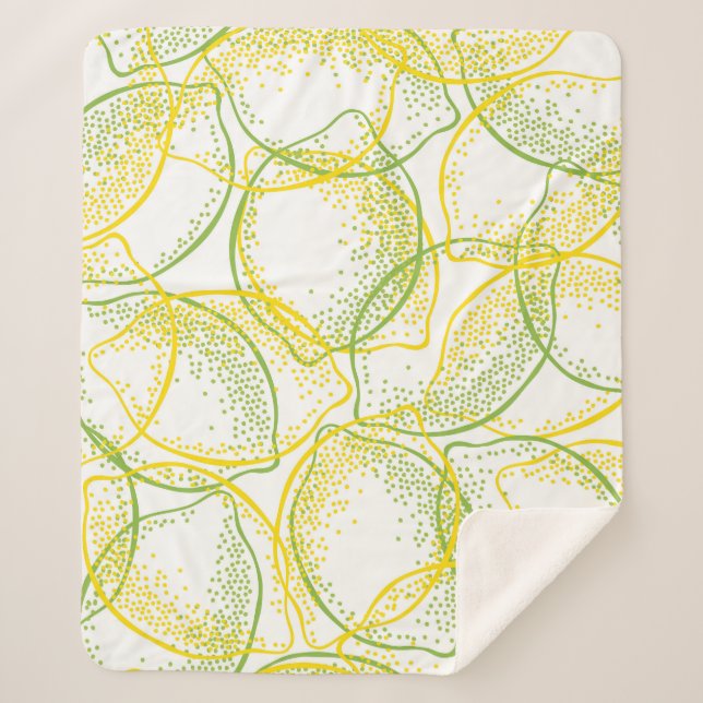 Lemons and Limes: Fresh Pattern. Sherpa Blanket (Front)
