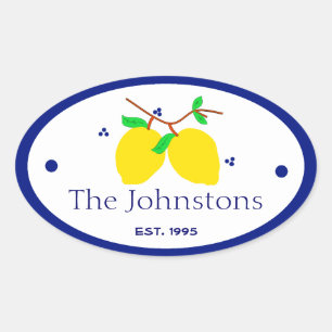 Lemons and Name Oval Sticker