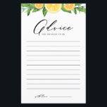 Lemons and Oranges Summer Bridal Shower Advice<br><div class="desc">Give your advice and well wishes for the bride-to-be with this lemon theme advice card. It features watercolor garland of lemons, oranges and greenery with a whimsical script. Personalize by adding texts on the back of the card. This bridal shower advice card is perfect for summer bridal showers and summer...</div>