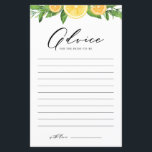 Lemons and Oranges Summer Bridal Shower Advice<br><div class="desc">Give your advice and well wishes for the bride-to-be with this lemon theme advice card. It features watercolor garland of lemons, oranges and greenery with a whimsical script. Personalize by adding texts on the back of the card. This bridal shower advice card is perfect for summer bridal showers and summer...</div>