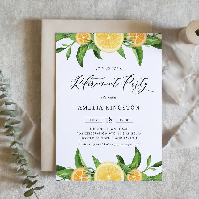 Lemons and Oranges Summer Retirement Party Invitation (Creator Uploaded)