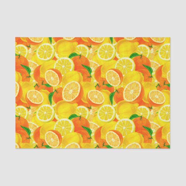 Lemons and Oranges Vintage Decoupage Tissue Paper (Front)