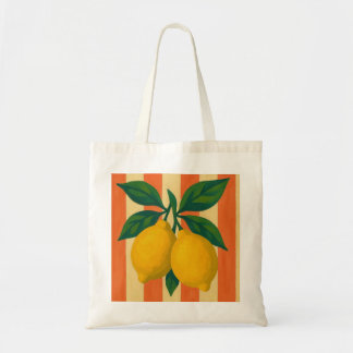 Lemons and Stripes Illustration Tote Bag