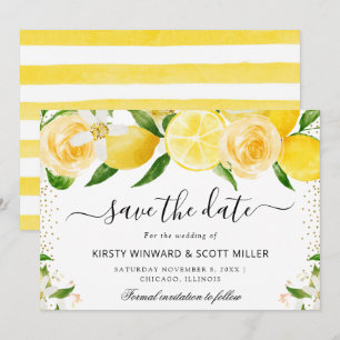 Lemons and Summer Flowers Wedding Save The Date