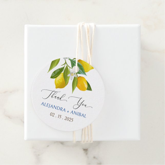 Lemons and tiles Mediterranean Favour Tags (In Situ)