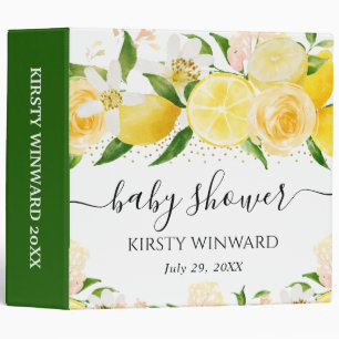 Lemons and White Flowers Baby Shower Photo Album Binder