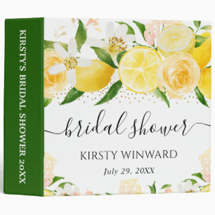 Lemons and White Flowers Bridal Shower Photo Album Binder