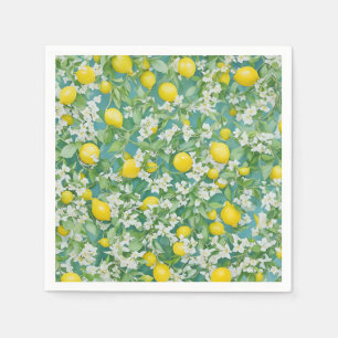 Lemons and White Flowers Napkin