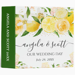 Lemons and White Flowers Wedding Photo Album Binder