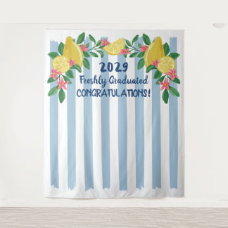 Lemons Arch Blue Stripes Freshly Graduated Tapestry