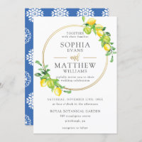 Lemons Azure Summer Greenery Gold Frame Wedding