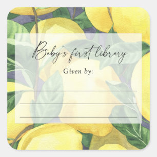 Lemons - Baby Shower bookplate, books for baby Square Sticker