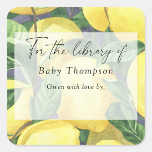 Lemons - Baby Shower bookplate, books for baby Square Sticker