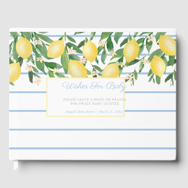 Lemons Baby Shower For Boy, Advice For Mom To Be Guest Book (Front)
