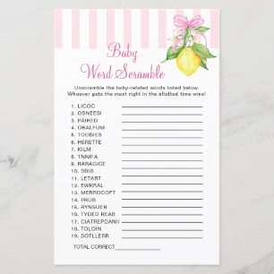 Lemons Baby Word Scramble game