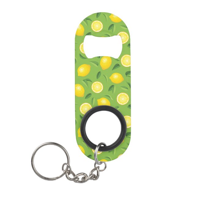 Lemons Background Pattern Mini Bottle Opener (Front)