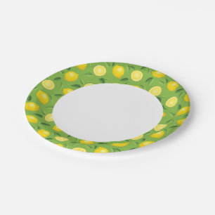Lemons Background Pattern Paper Plate