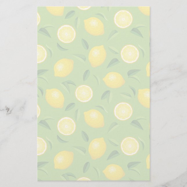 Lemons Background Pattern Stationery (Front)