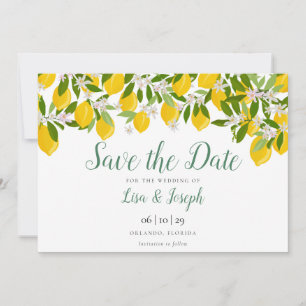 Lemons Blossom Elegant Script Save The Date