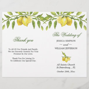 Lemons Blossom Greenery Folded Wedding