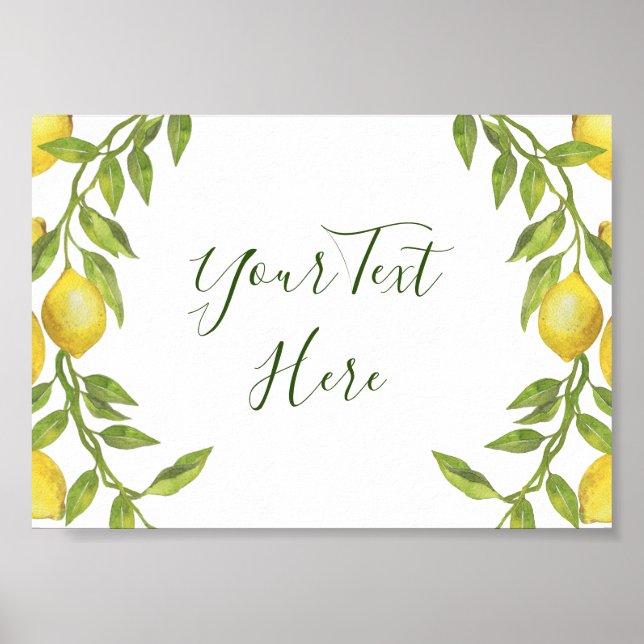 Lemons Blossom Greenery Graduation Sign Poster (Front)