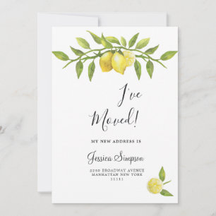 Lemons Blossom Greenery Moving Announcement Cards