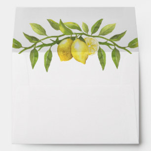 Lemons Blossom Greenery Watercolor for 5x7 card En Envelope