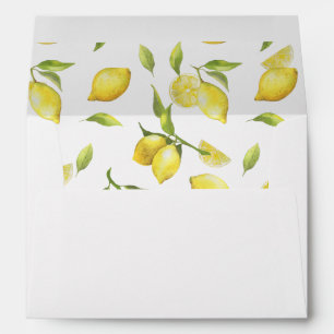 Lemons Blossom Greenery Watercolor for 5x7 card Envelope