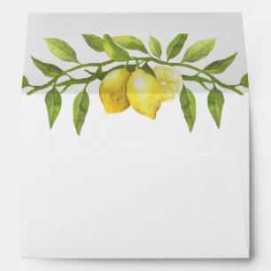 Lemons Blossom Greenery Watercolor for 5x7 card Envelope