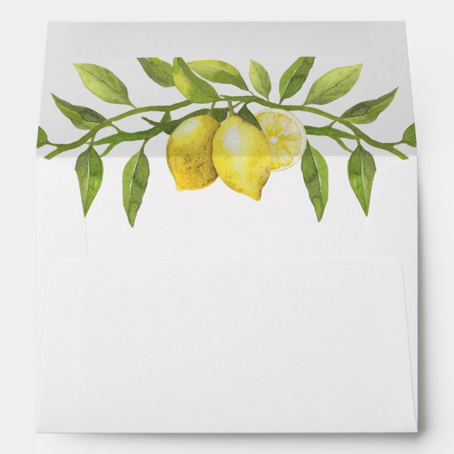 Lemons Blossom Greenery Watercolor for 5x7 card Envelope (Back (Bottom))
