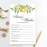 Lemons Blossom  Greenery Wishes & Advice Card<br><div class="desc">Enjoy your bridal shower with these funny games.
Personalize with the bride to be's name and date of shower. 
For further customization,  please click the "customize further" link. If you need help,  contact me please.</div>