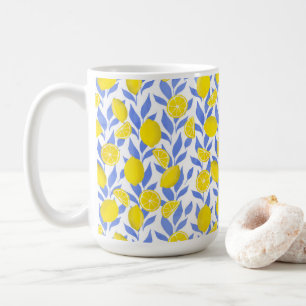 Lemons Blue Mediterranean Coffee Mug
