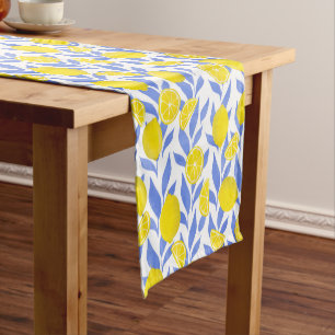 Lemons Blue Mediterranean Short Table Runner