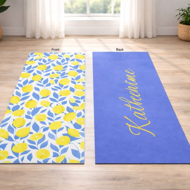 Lemons Blue Mediterranean Yoga Mat (Creator Uploaded)