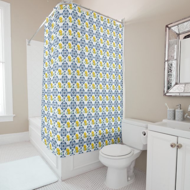 Lemons & Blue Moroccan Tile Pattern (In Situ)