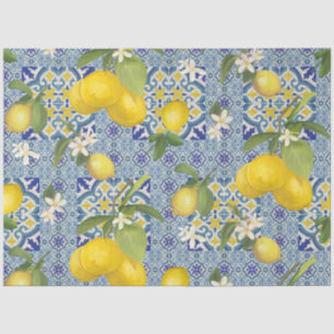 Lemons Blue n White Vintage Farmhouse Decoupage Tissue Paper