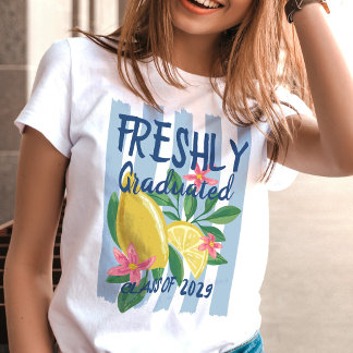 Lemons Blue Stripes Freshly Graduated T-Shirt